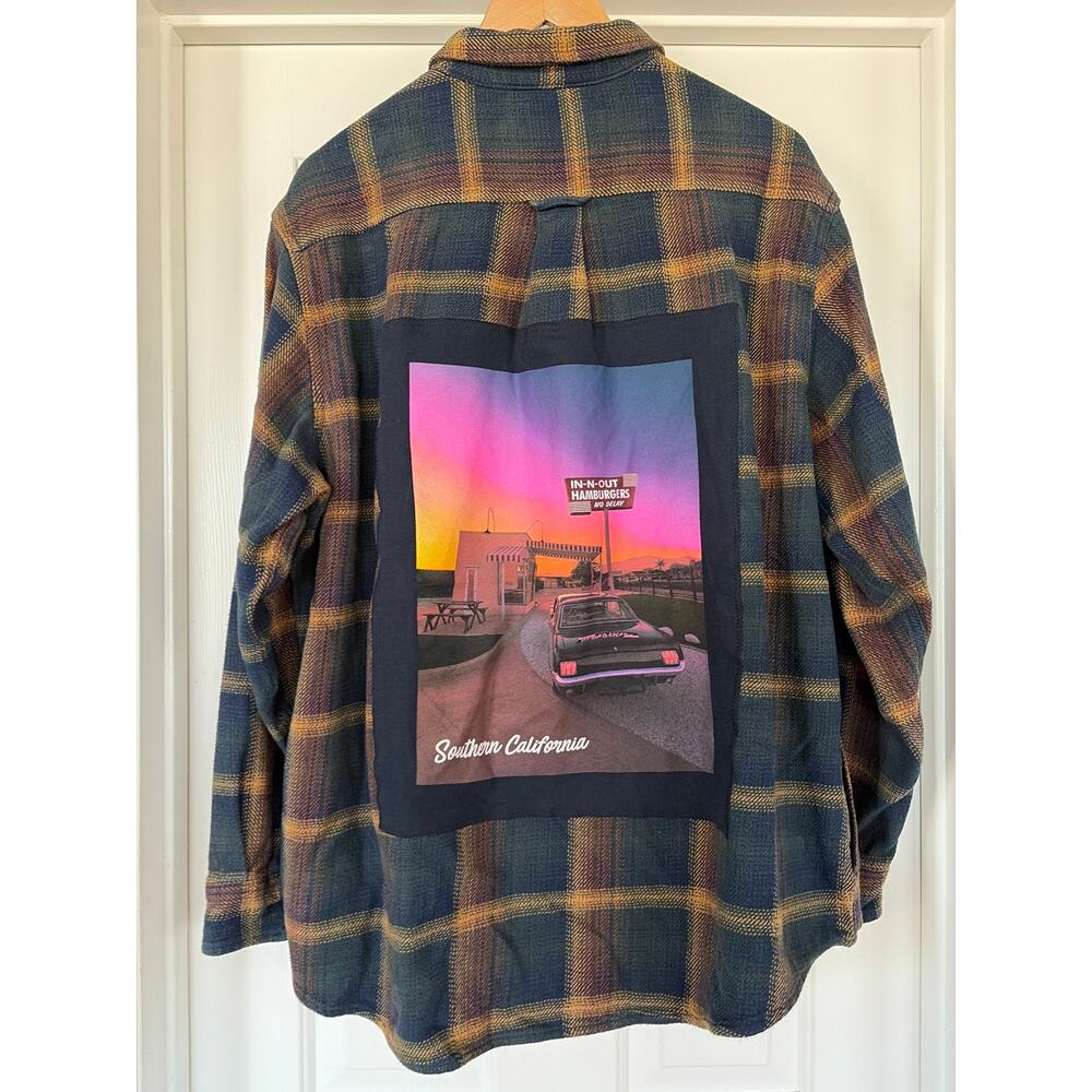 In N Out Upcycled Flannel Jacket Shirt Unisex Size XXL